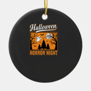 Halloween Horror Night Retro Ghost Forest Ceramic Ornament