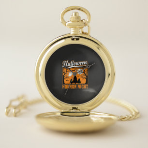 Halloween Horror Night Retro Ghost Forest Pocket Watch