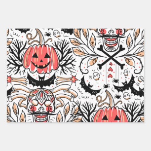 Halloween Horror Pattern Wrapping Paper Sheets