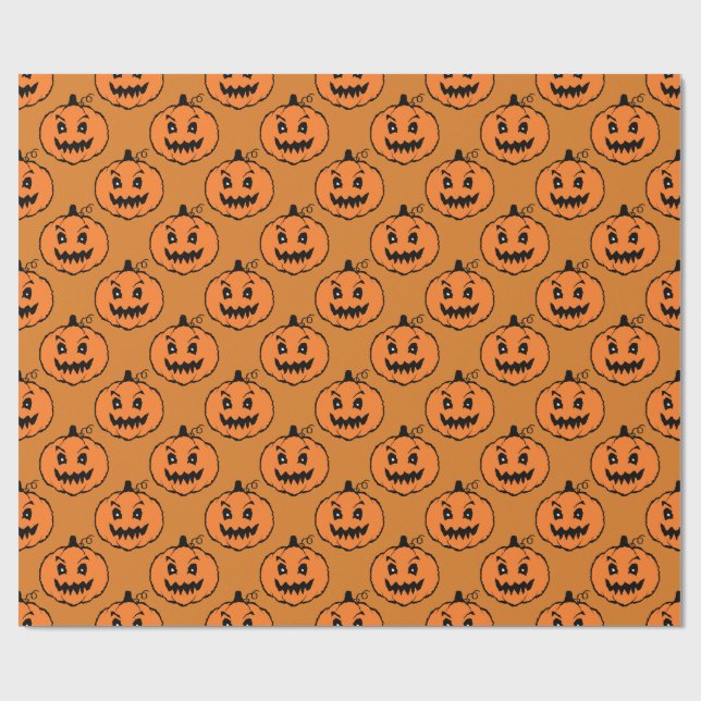 Halloween Horror Pumpkin Pattern Wrapping Paper (Flat)