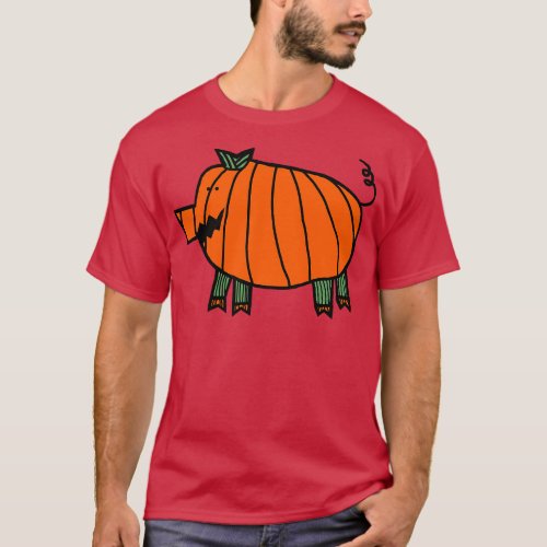 Halloween Horror Pumpkin Pig T_Shirt