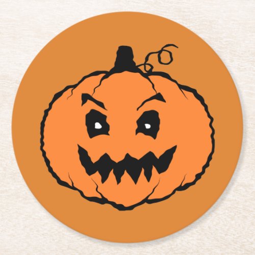 Halloween Horror Pumpkin Round Paper Coaster