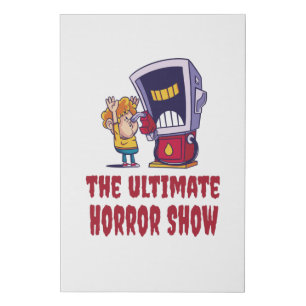Halloween - Horror Show at Gas Station Faux Canvas Print