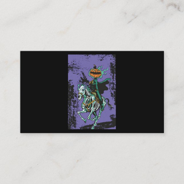 Halloween Horror Skeleton Cowboy Riding Horse Hall Business Card (Front)