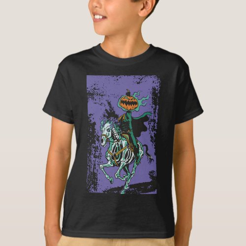 Halloween Horror Skeleton Cowboy Riding Horse Hall T_Shirt