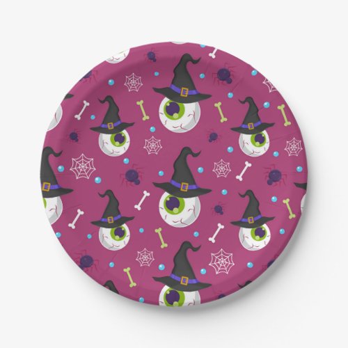 Halloween Horror Spooky Eyeball Witch Hat Spider Paper Plates