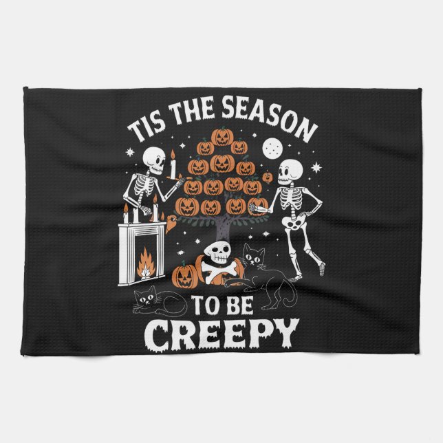 Halloween Horror Tis The Season To Be Creepy Kitchen Towel (Horizontal)