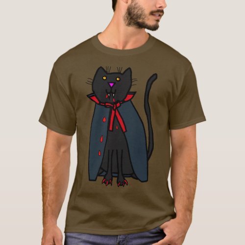 Halloween Horror Vampire Cat T_Shirt