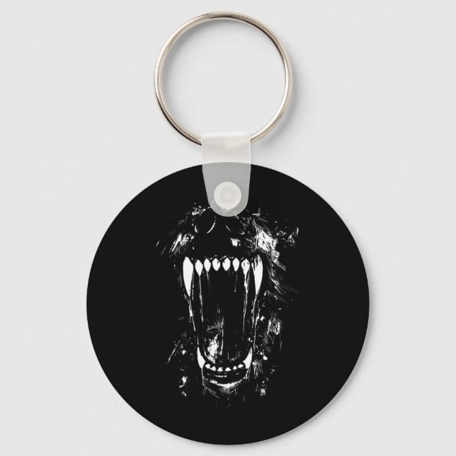 Halloween Horror Wolf Dog Vampire Monster Teeth Keychain (Front)