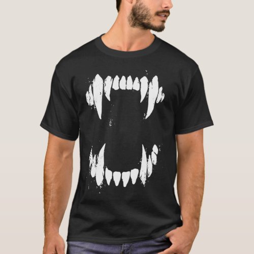 Halloween Horror Wolf Dog Vampire Monster Teeth T_Shirt