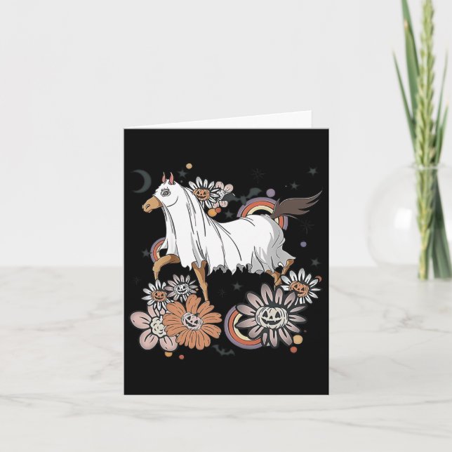 Halloween Horse Costume Ghost Boo Pumpkin Spooky S Card (Front)