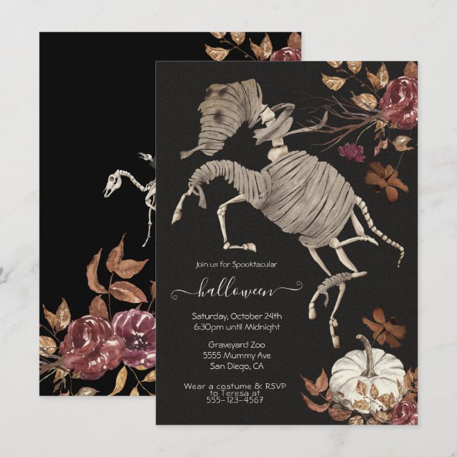 Halloween Horse Floral Dark & Moody Invitation (Front/Back)