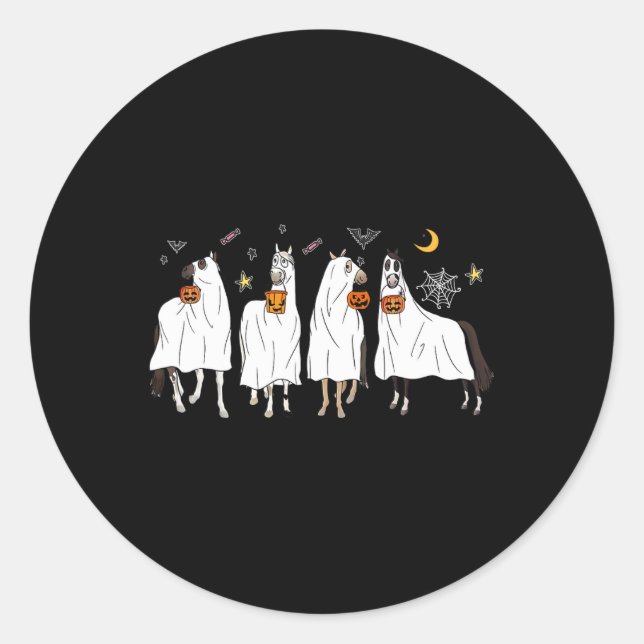 Halloween Horse Ghost Boo Pumpkin Costume For Men  Classic Round Sticker (Front)