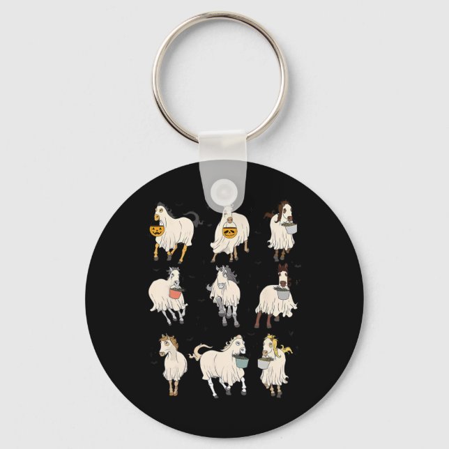 Halloween Horse Ghost Boo Pumpkin Costume For Men  Keychain (Front)