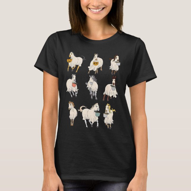 Halloween Horse Ghost Boo Pumpkin Costume For Men  T-Shirt (Front)