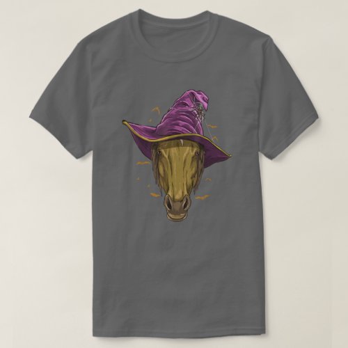 Halloween Horse Lover Horse Witch Hat Funny T_Shirt