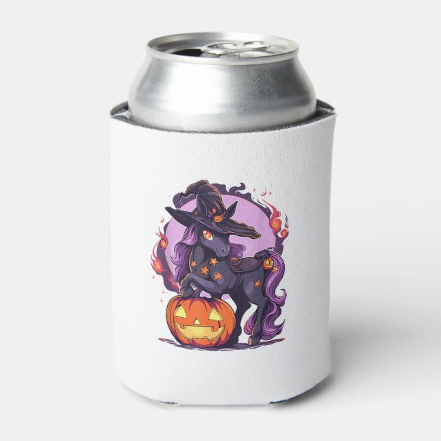 Halloween Horse Witch Hat Jack o Lantern Horse Rid Can Cooler (Can Front)
