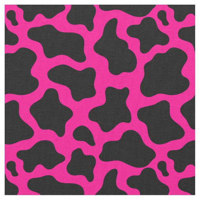 halloween hot pink cow print fabric (Close Up)