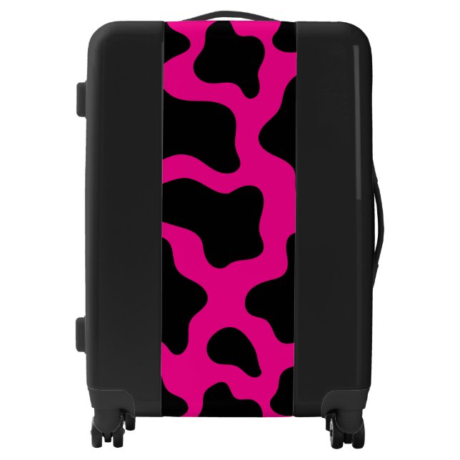 halloween hot pink cow print luggage (Front)