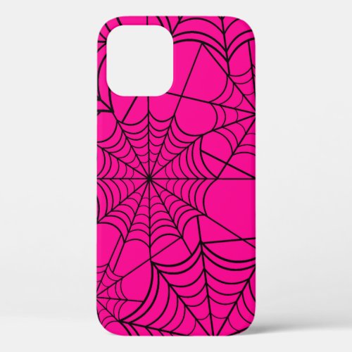 halloween hot pink spider web iPhone 12 case