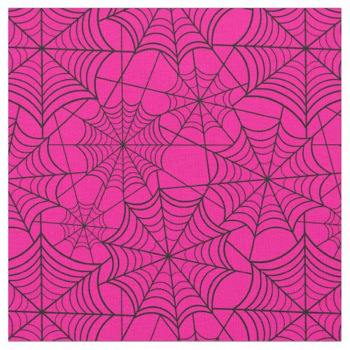 halloween hot pink spider web fabric