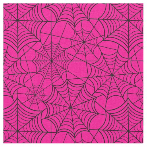 halloween hot pink spider web fabric