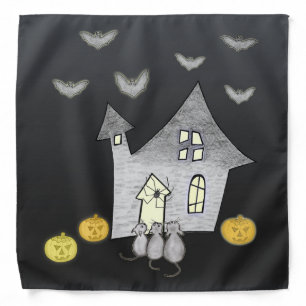 Halloween House, Black Cats, Bats, Pumpkins Bandana