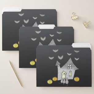 Halloween House, Black Cats, Bats, Pumpkins File Folder