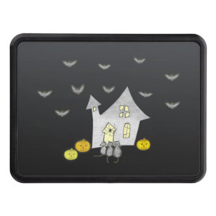 Halloween House, Black Cats, Bats, Pumpkins Hitch Cover