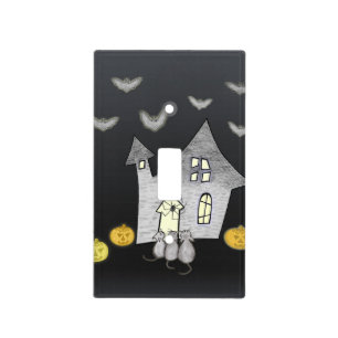 Halloween House, Black Cats, Bats, Pumpkins Light Switch Cover
