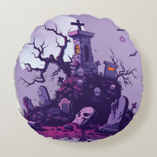 HALLOWEEN HOUSE ROUND PILLOW