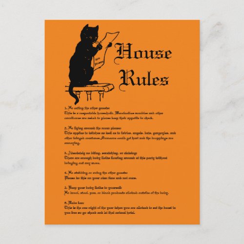 Halloween House Rules Postcard