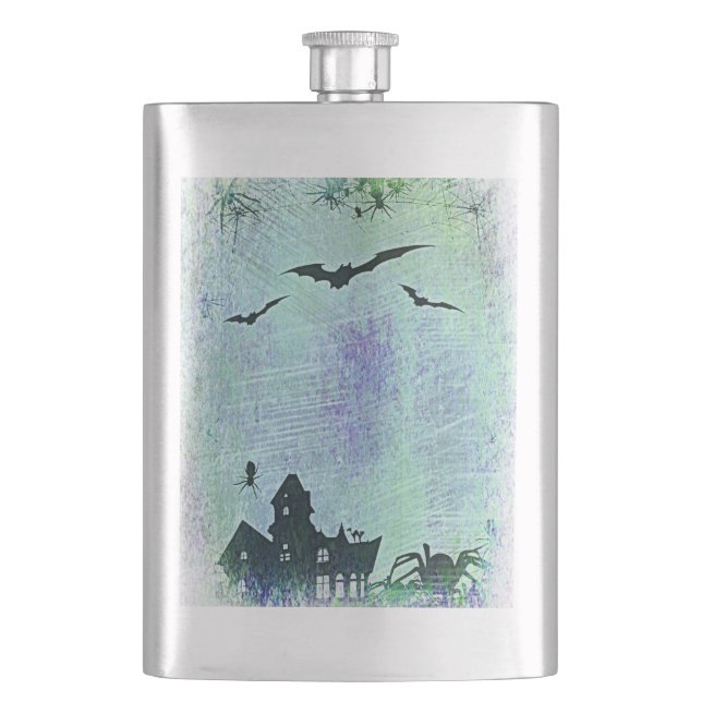Halloween House | Spiders + Bats! Flask (Front)