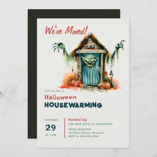 Halloween House Warming Monster Home Digs Funny Invitation