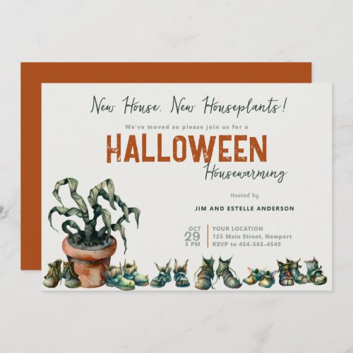 Halloween Housewarming New Home Shoes Terracotta Invitation