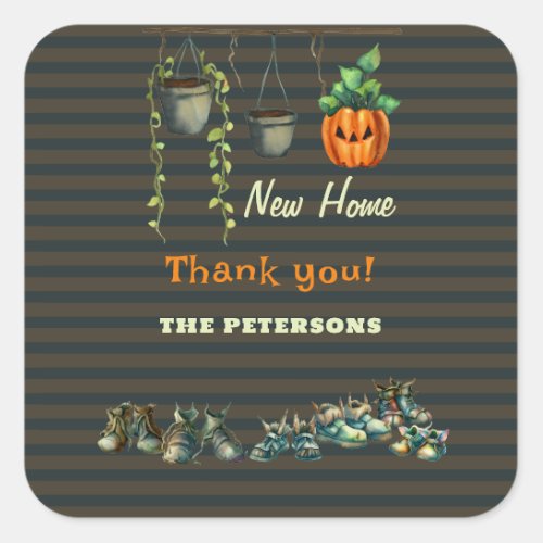 Halloween Housewarming Party Gremlins Thank You Square Sticker