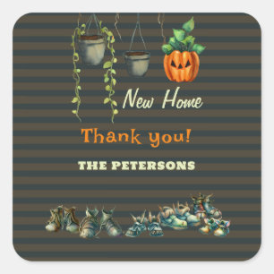 Halloween Housewarming Party Gremlins Thank You Square Sticker