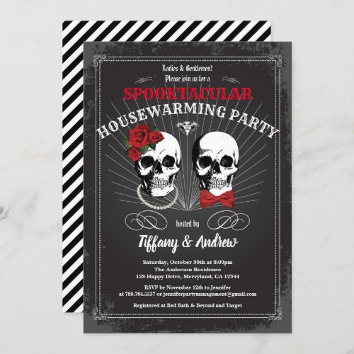 Halloween housewarming party invitation Black red Invitation