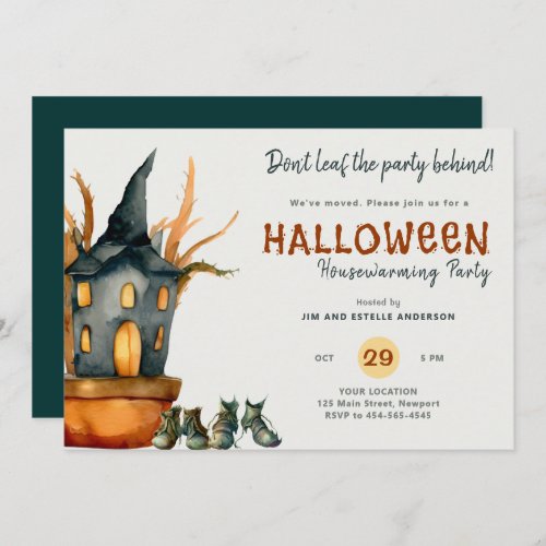 Halloween Housewarming Party Potted Plant Shoes Invitation
