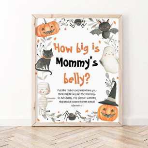 Halloween How Big Is Mommy's Belly Shower Game Poster