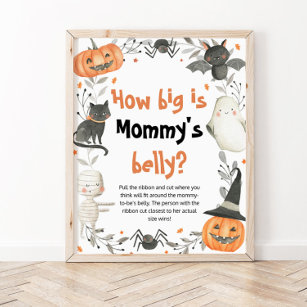 Halloween How Big Is Mommy's Belly Shower Game Poster