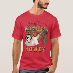 Halloween Howdy Ghouls,Boo Haw Cowboy,Desert Sunri T-Shirt