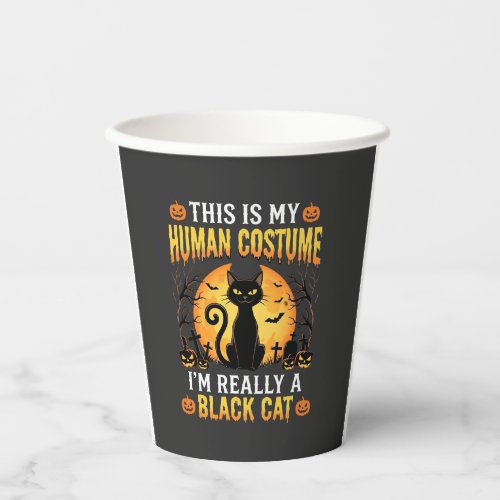 Halloween Human Costume Black Cat Graveyard Paper Cups