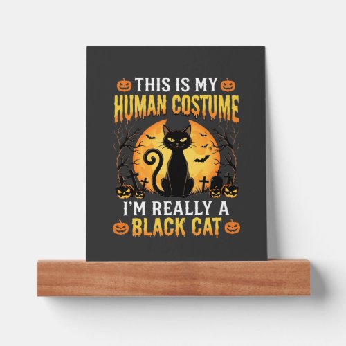 Halloween Human Costume Black Cat Graveyard Picture Ledge