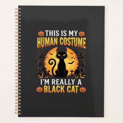 Halloween Human Costume Black Cat Graveyard Planner