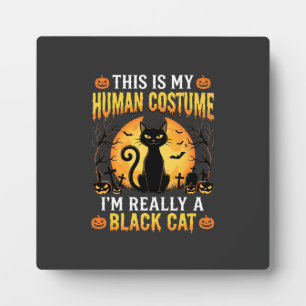Halloween Human Costume Black Cat Graveyard Plaque