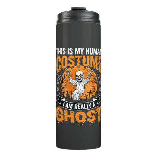 Halloween Human Costume Ghost Skeleton Graphic Thermal Tumbler