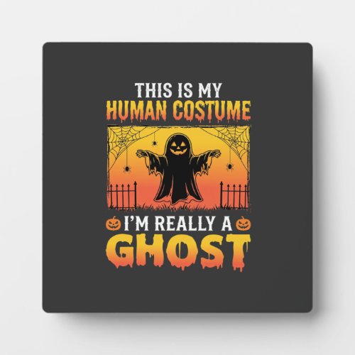Halloween Human Costume Ghost Vintage Plaque