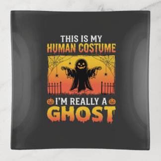 Halloween Human Costume Ghost Vintage Trinket Tray