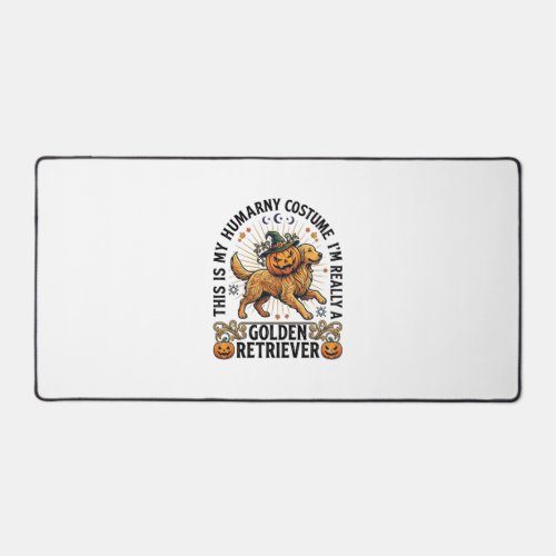 Halloween Human Costume Golden Retriever Pumpkin W Desk Mat